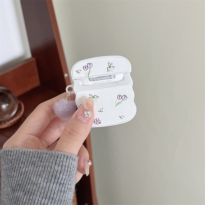 Vỏ Bảo Vệ Hộp Sạc Tai Nghe bluetooth Không Dây airpods1 / 2 3 pro pro2 air pods pro 3 Hình Hoa tulip Tím Ốp