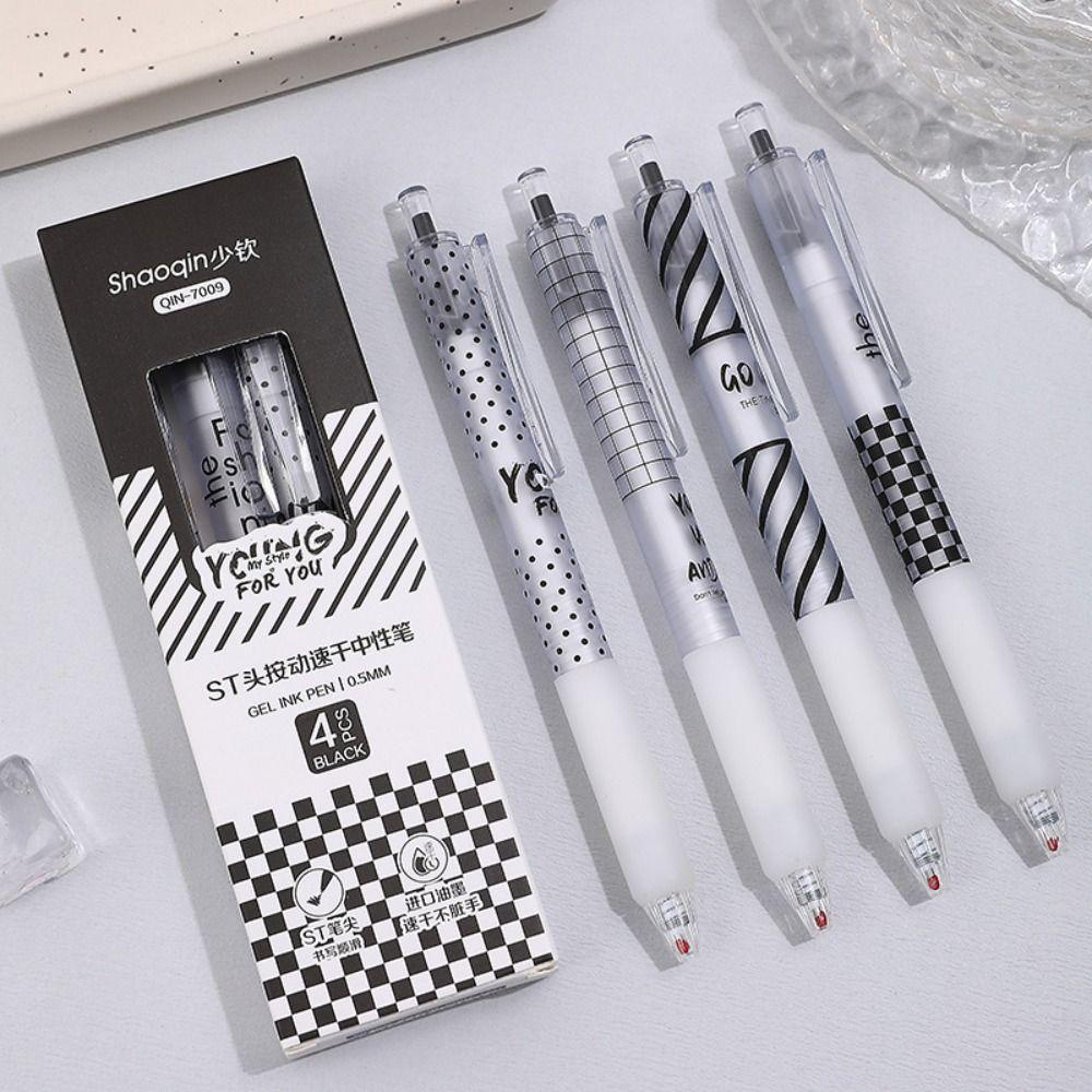 Set 4 Bút Mực gel Ngòi 0.5mm Mực Đen Nhanh Khô