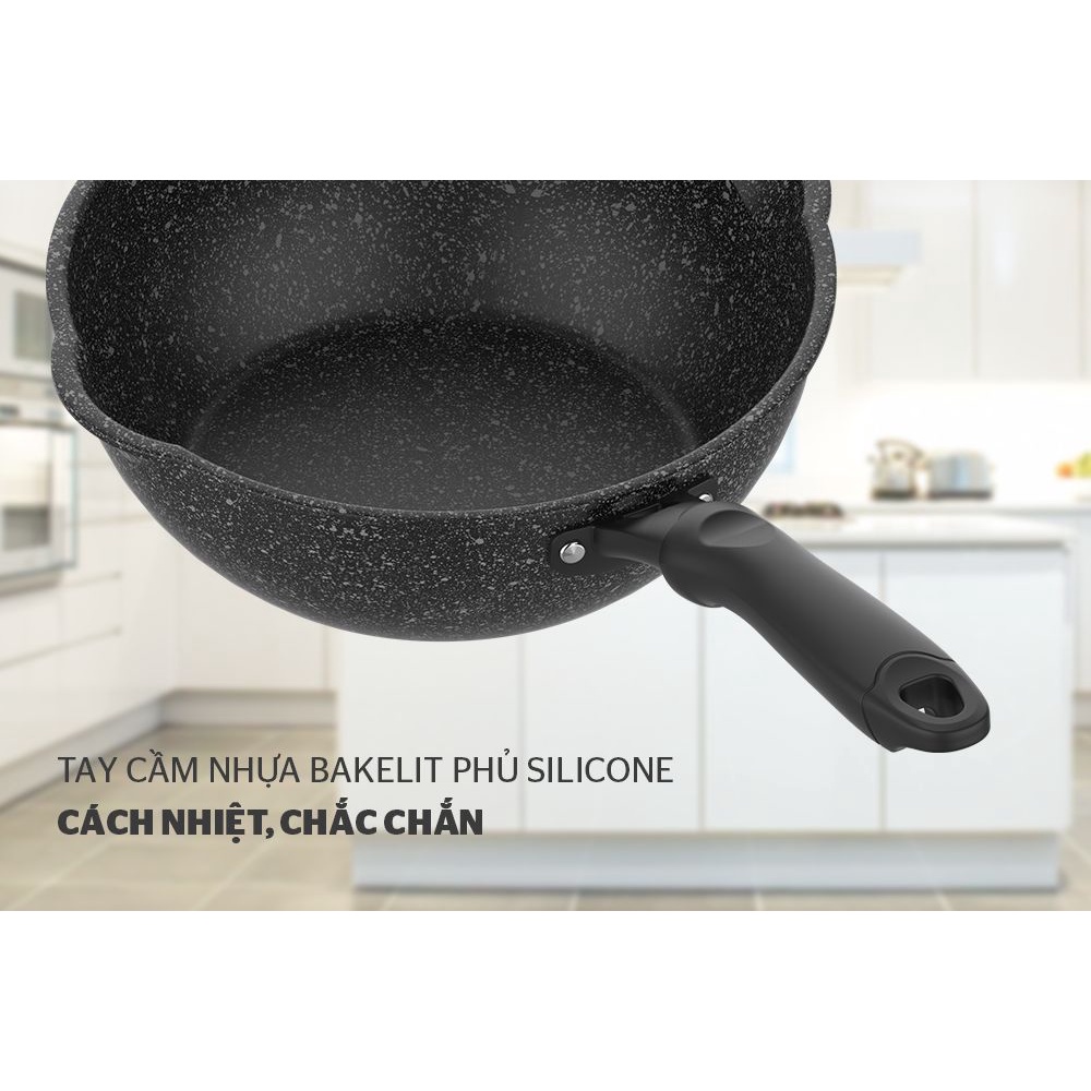 CHẢO MIỆNG RÓT, CHỐNG DÍNH VÂN ĐÁ, ĐÁY TỪ SUNHOUSE SHS20MRD,SHS26MRD,SHS28MRDSHS30MRD