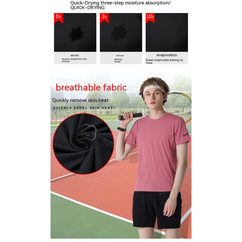 Áo Thun Thể Thao Cổ Tròn Màu Trơn Thoáng Khí Nhanh Khô Thời Trang Mùa Hè Cho Nam