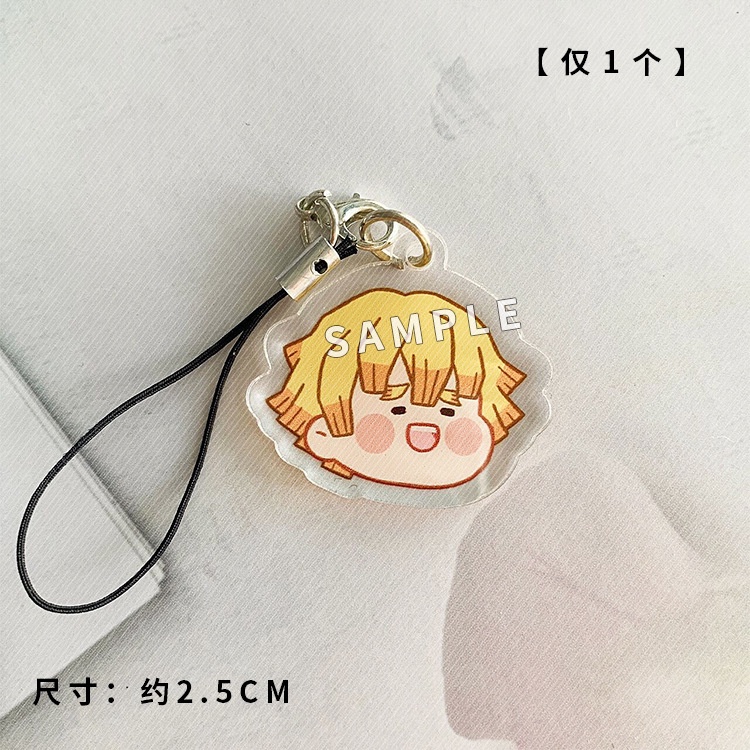 Dây treo Điện Thoại Di Động KIMETSU NO YAIBA CHIBI FACE Tanjiro Nezuko Zenitsu Muichiro Giyuu Inosuke móc khóa anime
