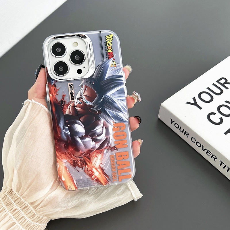 Ốp Điện Thoại Cứng Mạ Điện Họa Tiết Hoạt Hình dragon ball goku Cho iphone 15 pro max 14 pro max 13 pro max 12 pro max 11