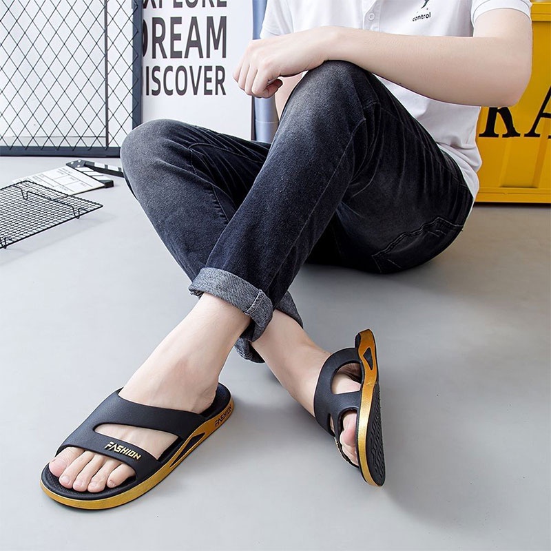 SHANMUSENLIN☘Dép Sandal Thể Thao Chống Trượt Phong Cách Mới Hợp Thời Trang Đi Biển Ngoài Trời Cho Nam insGiày nam Thể thao Thư giãn Thời trang
