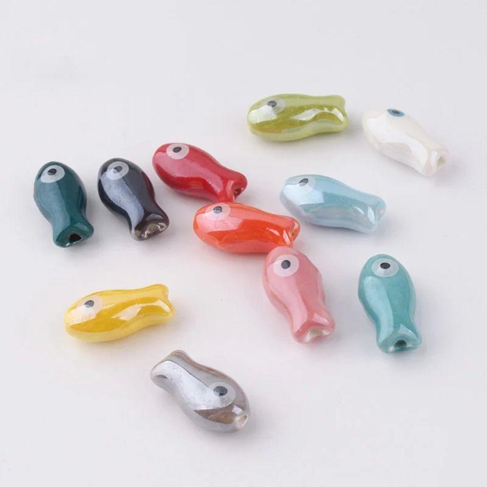 Bộ 10 Hạt Gốm Sứ Hình Cá Hoạt Hình 3d Dùng Làm Trang Sức Thời Trang