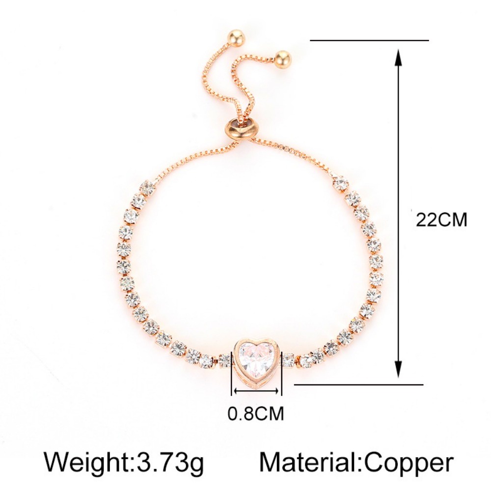 Vòng Tay Thiết Kế Đơn Giản Đính Đá zircon Hình Trái Tim Thời Trang