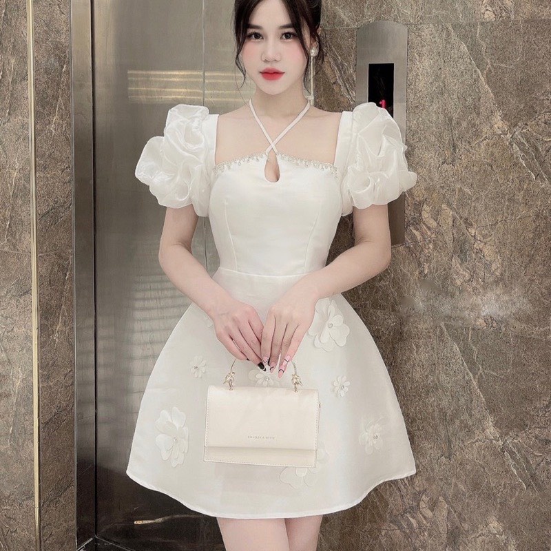 (SALE NGHĨ BÁN)  Đầm Tapta Thiết Kế Bigsize Cột Cổ Đính Đá