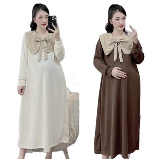 Váy suông đầm bầu THU ĐÔNG DÀI TAY thiết kế LEN GÂN CỔ NƠ xinh xắn 4 màu sang chảnh V136
