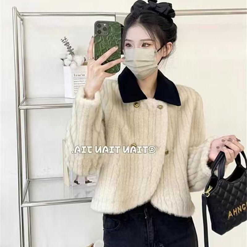 Áo Khoác Giả Lông Thỏ Dày Dặn Giữ Ấm Thời Trang Mùa Đông 2023 Dễ Thương