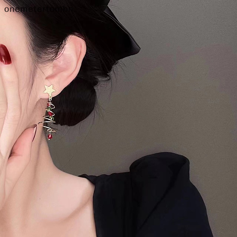 Bông Tai bn Dạng Thả Xỏ Hạt Nhiều Màu Sắc Hình Cây Thông Giáng Sinh Cho Nữ n