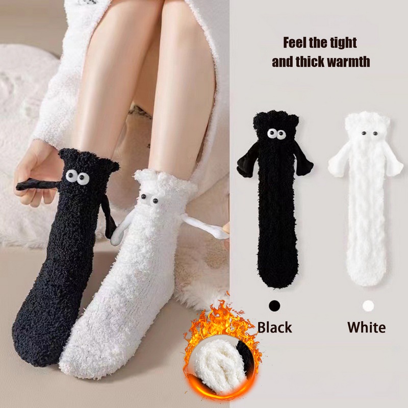 1 Đôi Vớ Cotton Xỏ Ngón Từ Tính Thoáng Khí Thoải Mái In Hình Đôi Mắt Hoạt Hình Dễ Thương Cho Người Lớn / Trẻ Em