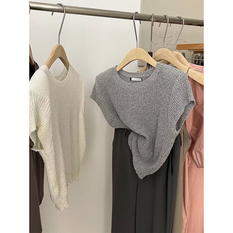 Áo Dệt Kim Tay Ngắn Dáng Rộng Thời Trang Dành Cho Nữ