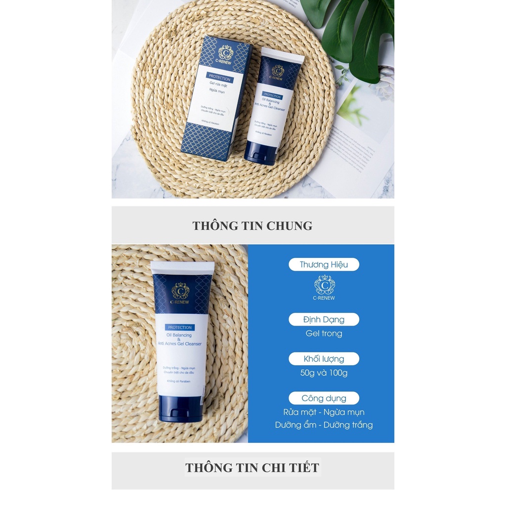 Gel rửa mặt dành riêng cho da dầu C-Renew 100ml và 50ml Khoaitayshop