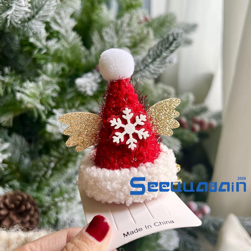 Kẹp Tóc Hình Nón Ông Già Noel mini Dễ Thương Cho Nữ