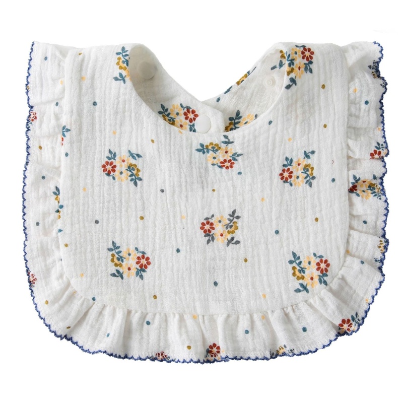 Haha Yếm Ăn cotton 4 Lớp Thoáng Khí Có Nút Điều Chỉnh Dành Cho Bé