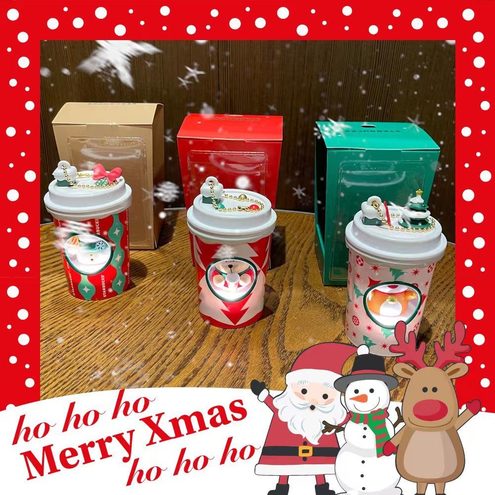 Móc khóa Starbucks trang trí mặt dây chuyền đa chức năng cốc Giáng sinh người tuyết Gấu nai sừng tấm