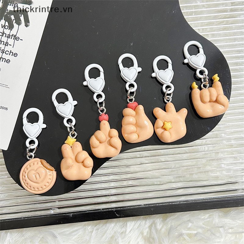 Móc Chìa Khóa Xe Hơi / Túi Xách Bằng Nhựa resin Họa Tiết Hoạt Hình gesture Dễ Thương Sáng Tạo Thích Hợp Làm Quà Tặng Cho Bé vn