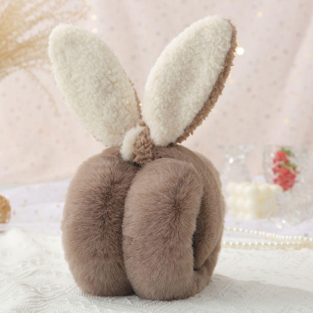 Chụp Tai Thỏ Bông Mềm Mại Giữ Ấm Mùa Đông topbeauty1 Có Thể Gập Lại