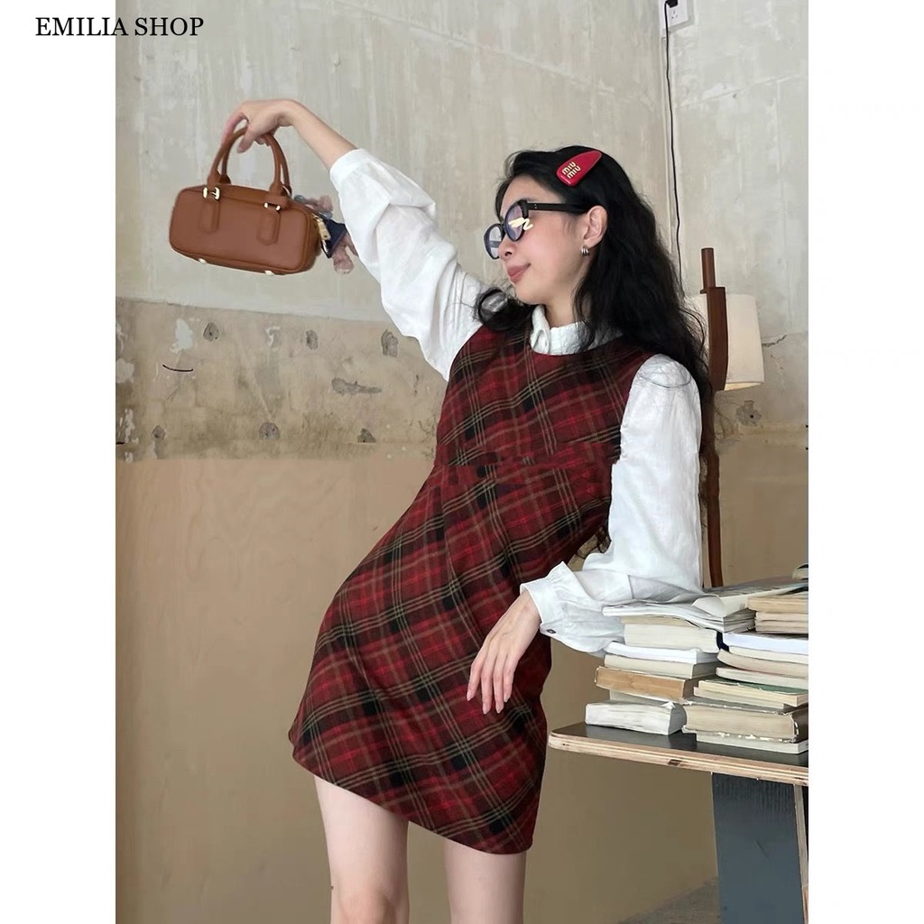 Chất lượng cao EMILIA SHOP Chic váy nữ Đầm Body Cho thời váy phổ biến Korean thời trang Vintage WLQ23B0R1L 47Z231122