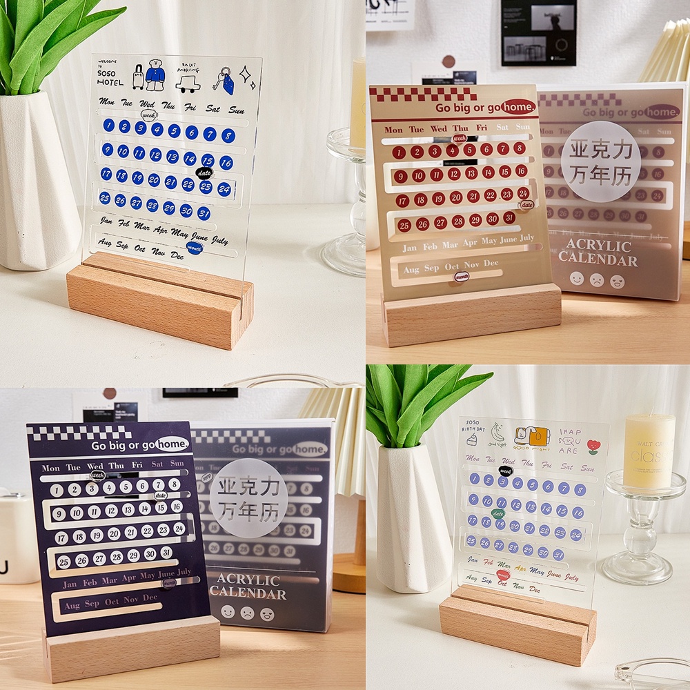 Lịch Để Bàn Đếm Ngược Năm Mới 2024 Bằng acrylic Trong Suốt Có Thể Tái Sử Dụng
