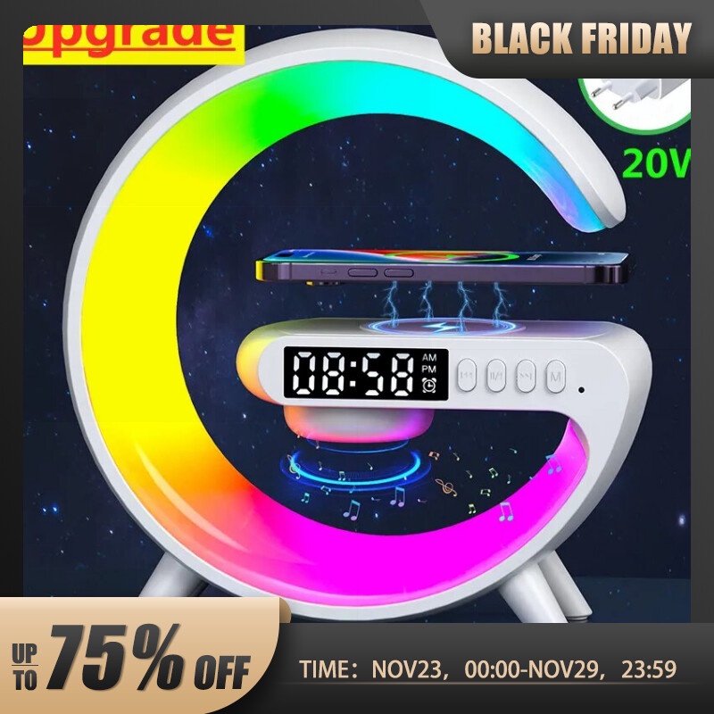 Đế Sạc Nhanh Không Dây mini Đa Năng tf rgb Có Đèn Ngủ Cho iphone samsung xiaomi huawei