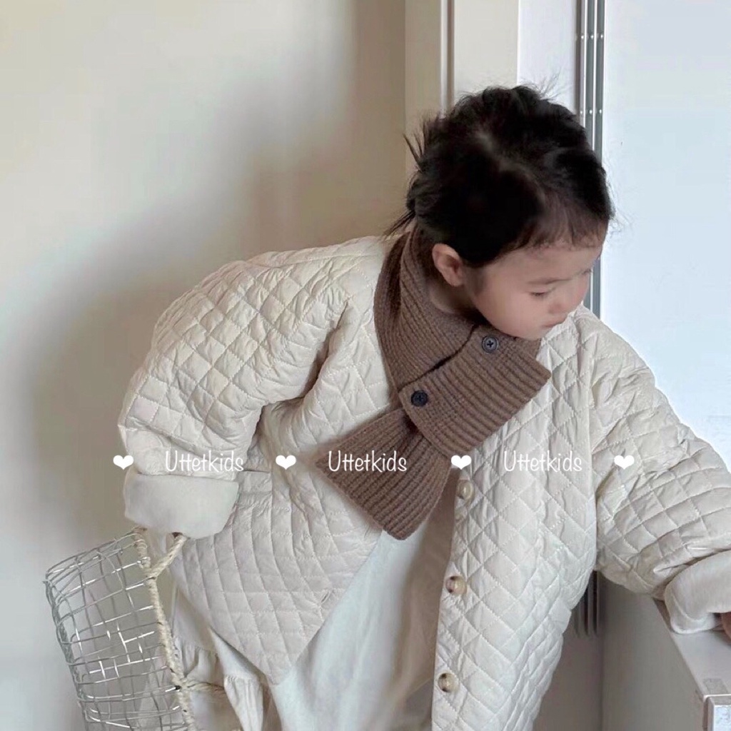 KHĂN QUÀNG CỔ LEN  HAI NÚT PHONG CÁCH HÀN QUỐC CHO BÉ GÁI VÀ BÉ TRAI TỪ 1 - 5 TUỔI