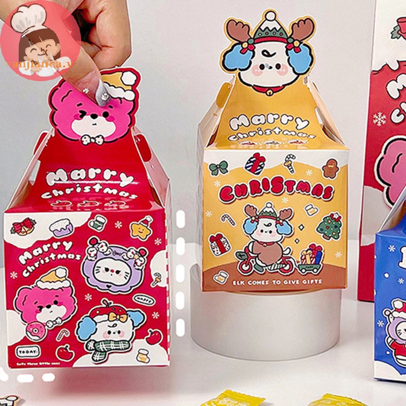 Hộp Giấy Đựng Bánh Quy / Kẹo / Quà Giáng Sinh Di Động In Họa Tiết Hoạt Hình yanca