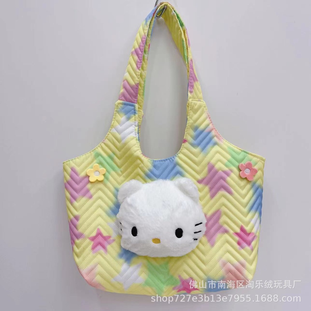 Sanrio kuromi mymelody Túi Xách Đeo Vai Phủ Lông Họa Tiết Hoạt Hình Dễ Thương Cỡ Lớn Thời Trang Cho Nữ