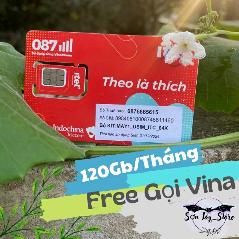 Sim ITEL (sóng Vina) data 4Gb/ngày - 120Gb/tháng ,Tạo các tài khoản MXH