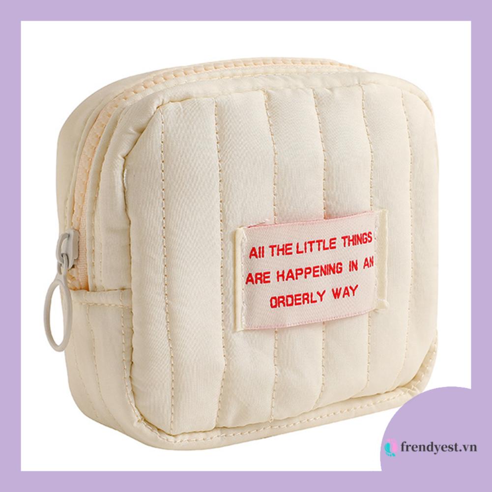Túi Đựng Mỹ Phẩm cotton Mềm Nhỏ Gọn Có Khóa Kéo Màu Trơn Đựng Đồ Vệ Sinh Cá Nhân Khi Đi Du Lịch