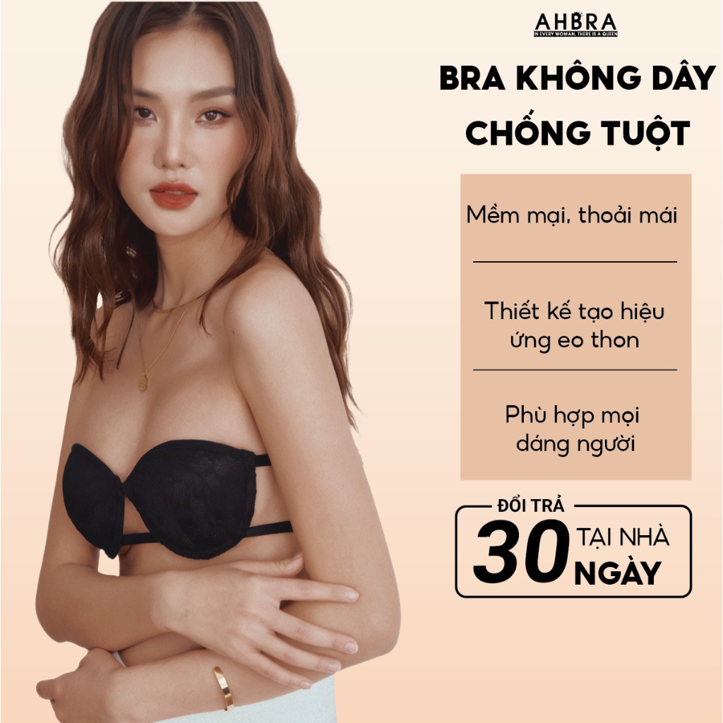 [Thanh Lý Size M] Áo Ngực Ren Có Gọng AHBRA R02 Chống Tụt Phối Váy Trễ Vai