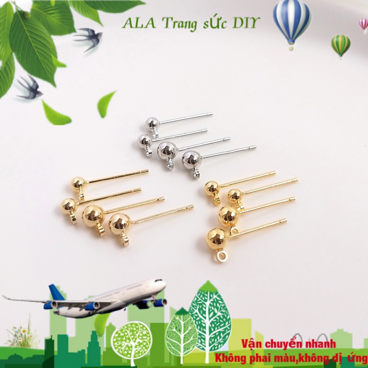 💖Trang sức DIY phụ kiện💖Bông Tai Mạ Bạc 925 18K14K Màu Sắc Xinh Xắn Không Gây Dị Ứng DIY