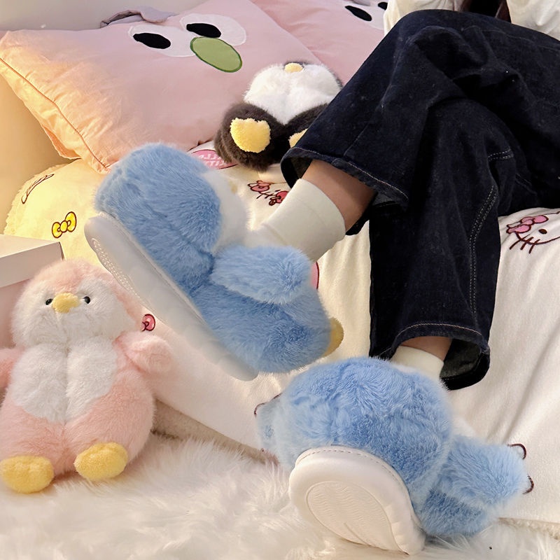 Dép Bông Đi Trong Nhà Hình Chim Cánh Cụt cute Mùa Đông 2024 Dày Dặn Ấm Áp Hình Chim Cánh Cụt Dễ Thương