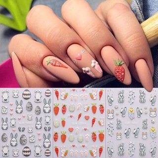 Hama Nhãn Dán Nổi Họa Tiết Thỏ Hoạt Hình 5d Trang Trí Móng Nghệ Thuật