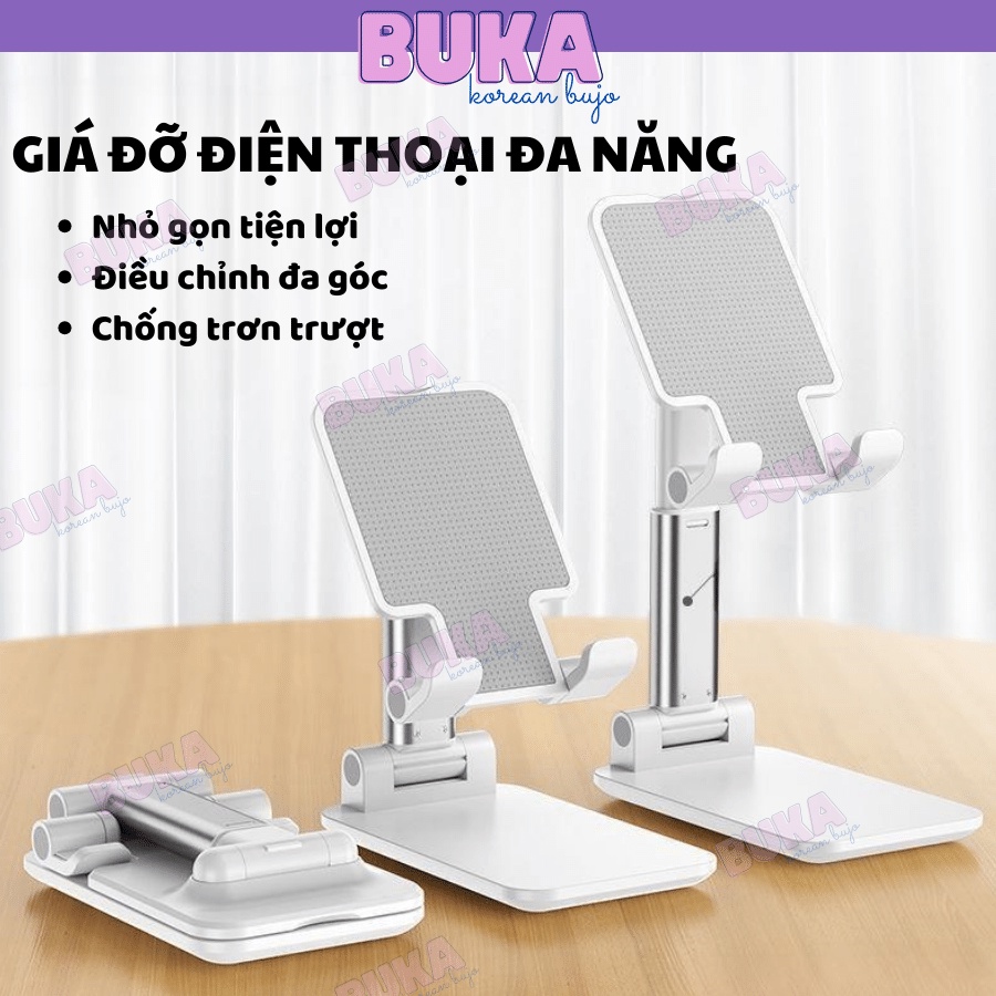 Giá đỡ điện thoại để bàn K3 Buka nhỏ gọn điều chỉnh đa năng, để điện thoại máy tính bản gấp gọn đế vững chắc tiện lợi