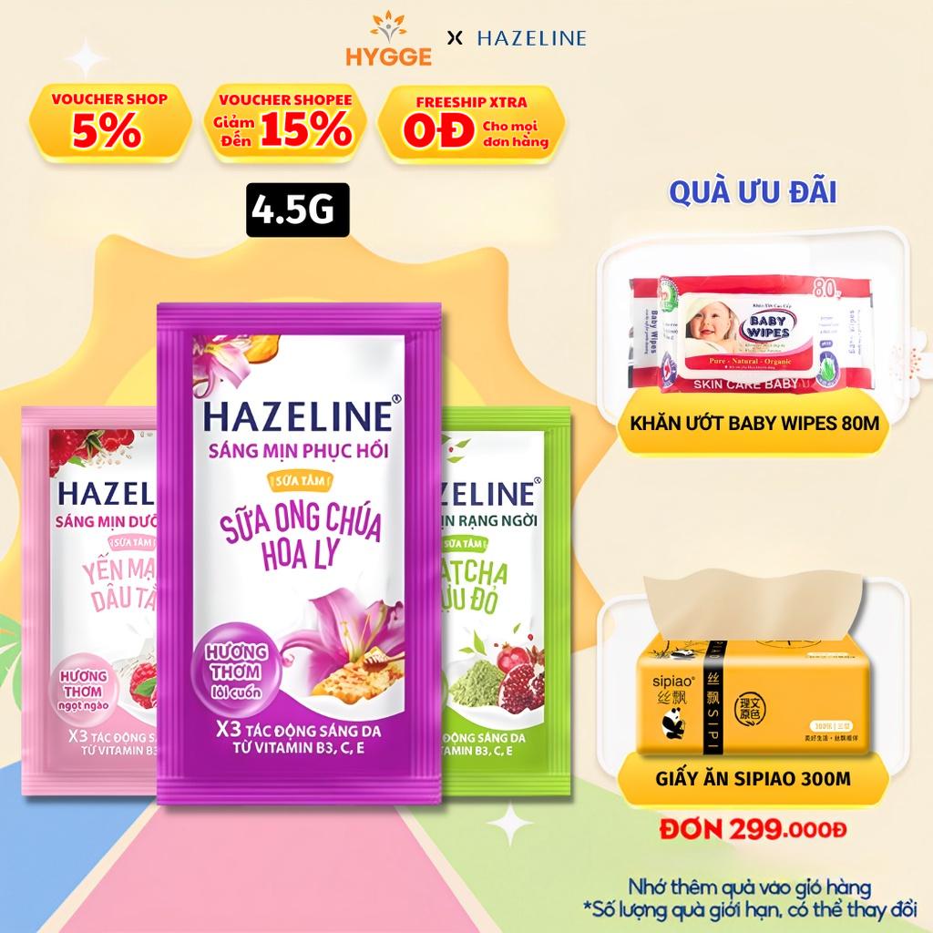 Sữa Tắm Hazeline Dưỡng Thể Thiên Nhiên Trắng Sáng Da 4.5g/Gói
