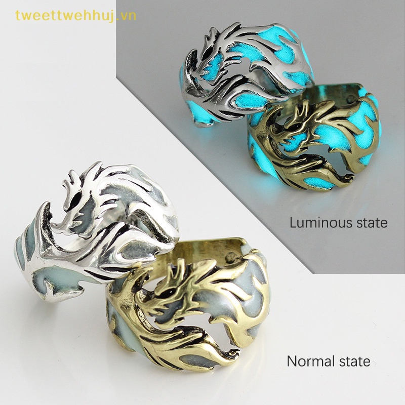 Tweehuj Nhẫn Dạ Quang Dạng Mở Hình Rồng Bay Có Thể Điều Chỉnh Trang Sức halloween Thời Trang Cho Nam vn