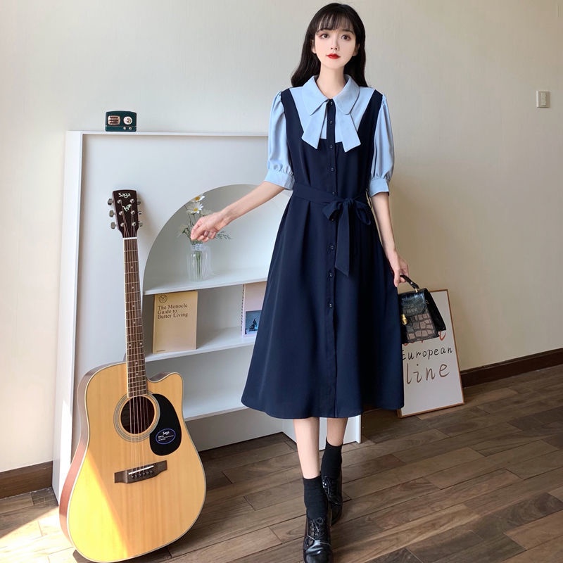 Đầm Giả Hai Mảnh Phong Cách retro Mùa Thu 2023 Cho Nữ Sinh Trung Học