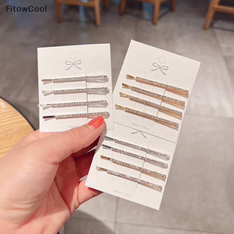 Fcvn Set 2 / 4 Kẹp Tóc Kim Loại Đính Đá Lấp Lánh Thời Trang Cho Nữ