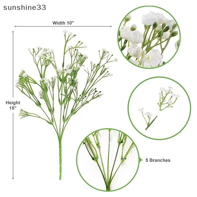 Bó Hoa gypsophila Màu Trắng Bằng Nhựa Kích Thước 15inch Dùng Trang Trí Tiệc Cưới diy