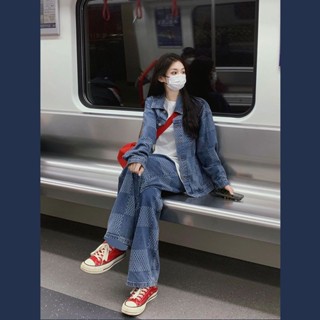 【Bess's house áo khoác jean+quần jean ống đứng nữ,set đồ nữ mùa đông,bộ quần áo nữ,Quần jean nữ,set denim nữ,Set Áo Khoác Jeans Dài Tay + Quần Dài Ống Rộng Thời Trang Nữ Set Áo Thun Ngắn Tay + Chân Váy Thời Trang Dành Cho Nữ,set đồ nữ đi chơi