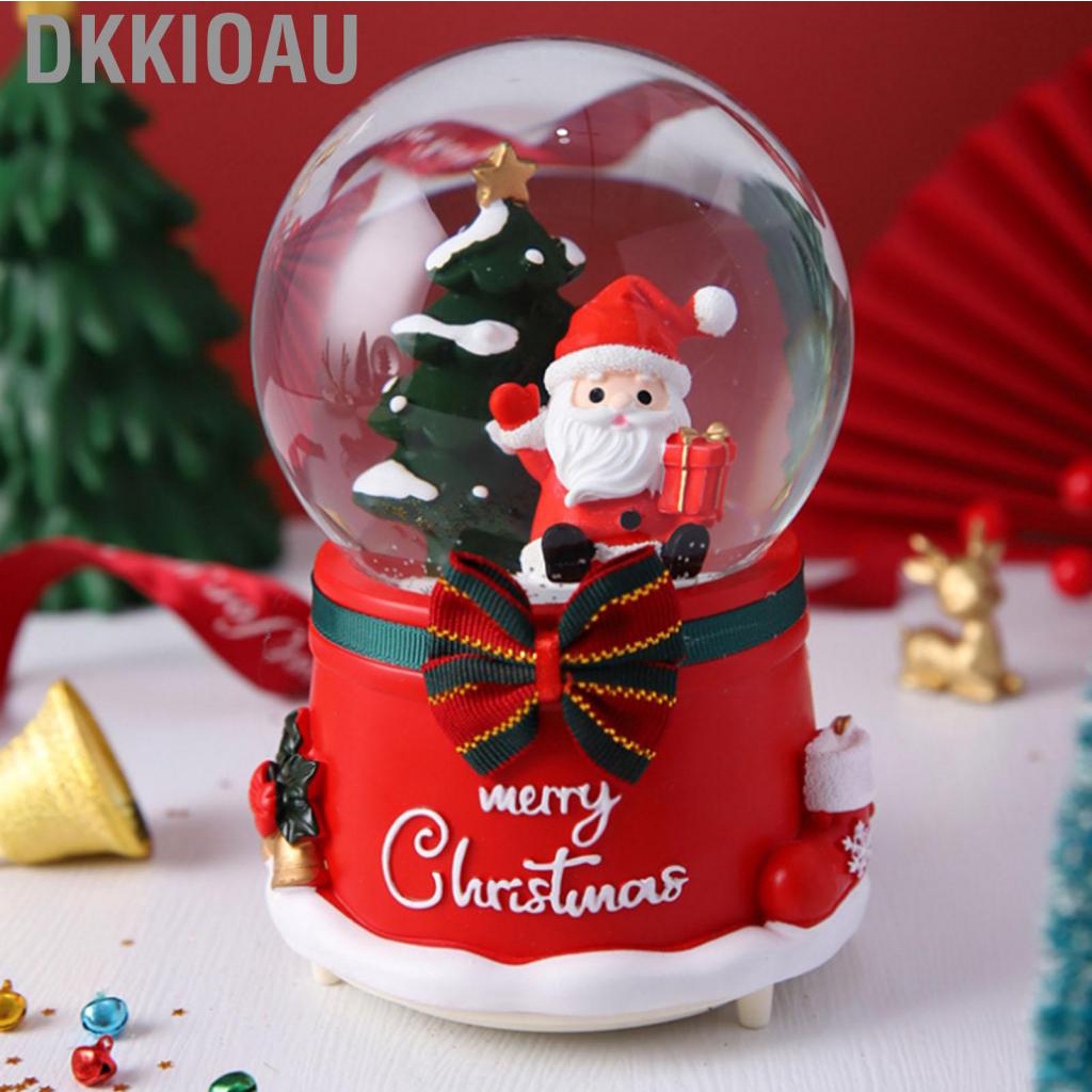 Dkkioau Luminous Christmas Music Box Crystal Ball Cartoon Santa Musical Snow Globe Decoration Ornament Home Decor