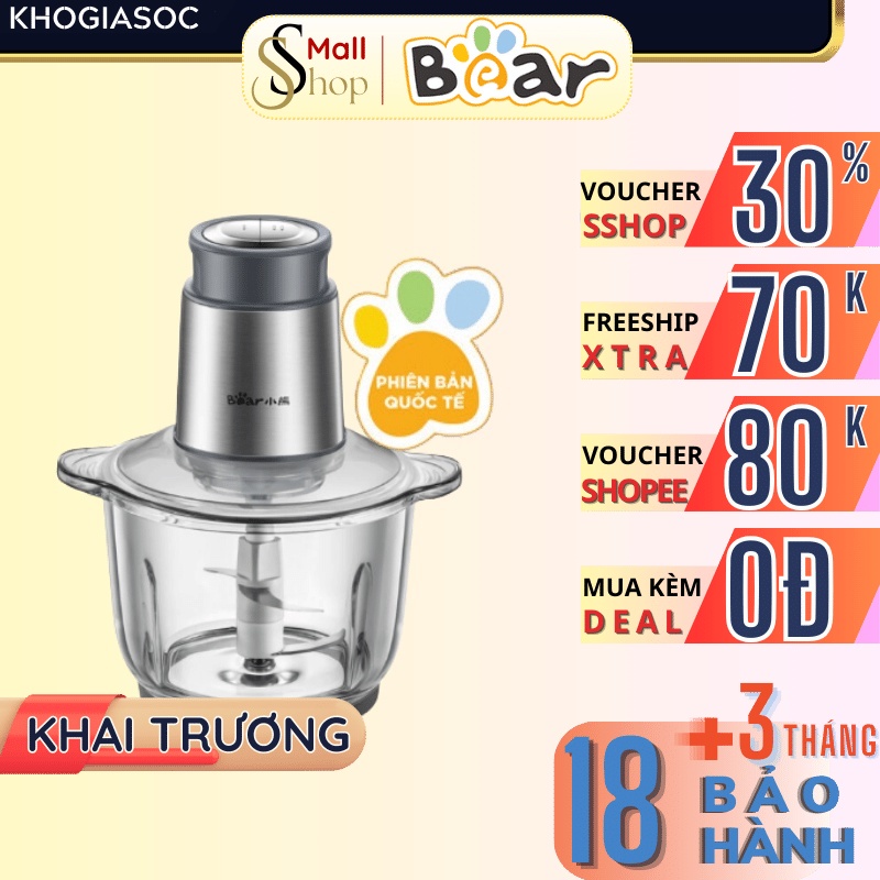 [Quốc tế] Máy xay thịt đa năng 2L Bear Chính hãng 300W, cối xay thực phẩm thủy tinh QSJ-B03Y7 - SSHOP OFFICIAL