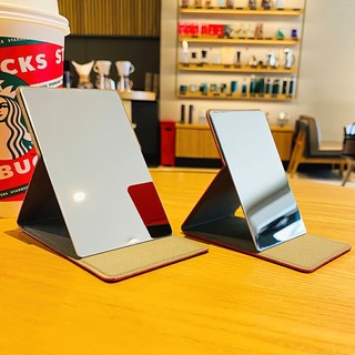 Gương cầm tay Mirror Pocket Makeup Folding mini + vỏ bọc da nhiều màu HAPPY