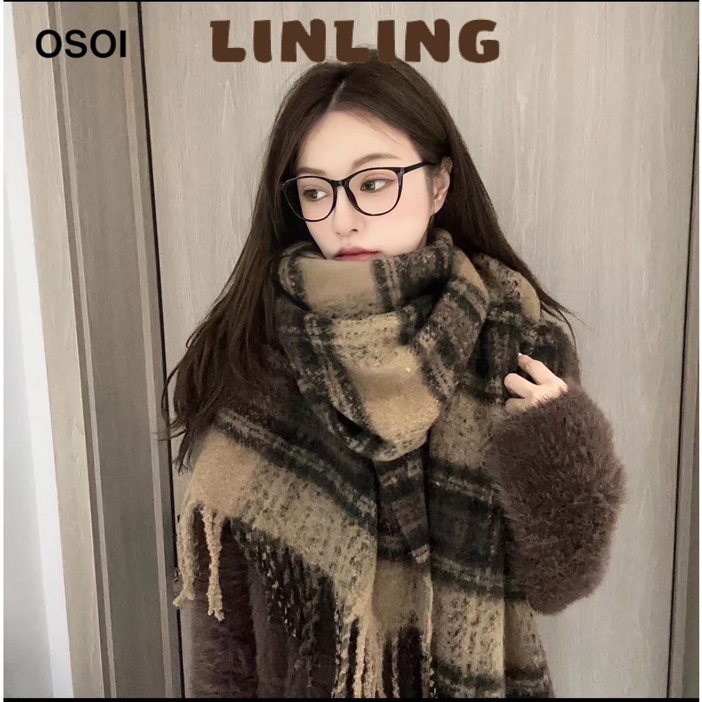 LINLING  Khăn Choàng Cổ Nữ Tag Official Khăn Len Choàng Cổ Nam Nữ Thời Trang Chất Len Dày Ấm Áp Dài  WSP23B0MVF 46Z231116