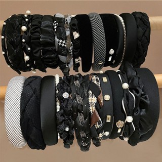 Băng Đô Cài Tóc Bản Rộng Màu Đen Thời Trang Cao Cấp