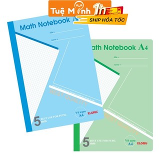 Vở Klong A4 200 trang Caro 5x5 Ms 298 [Chọn Màu] Math Notebook VPPTUEMINH, cuốn tập sổ Klong