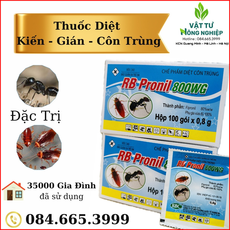 Diệt Kiến _ Diệt Gián RB Pronil 800WG (gói 0.8g) Tận Gốc Hiệu Quả An Toàn Không Độc Hại Lưu Dẫn Mạnh