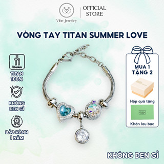 Vòng tay charm không gỉ SUMMER LOVE gắn charm trái tim đính đá - trang sức Pan phụ kiện thời trang