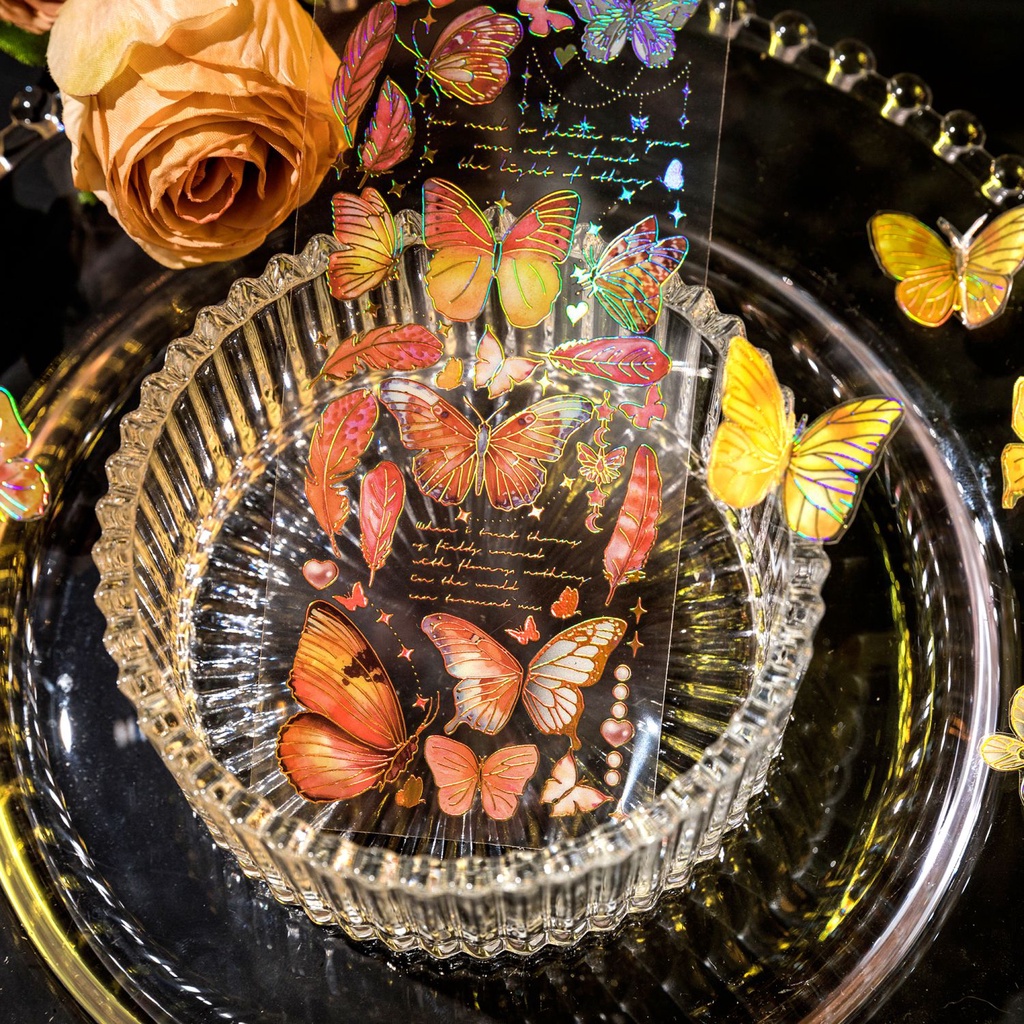 Bộ 3 Miếng Dán Hình Bướm Chống Thấm Nước Dùng Trang Trí Sổ Tay diy