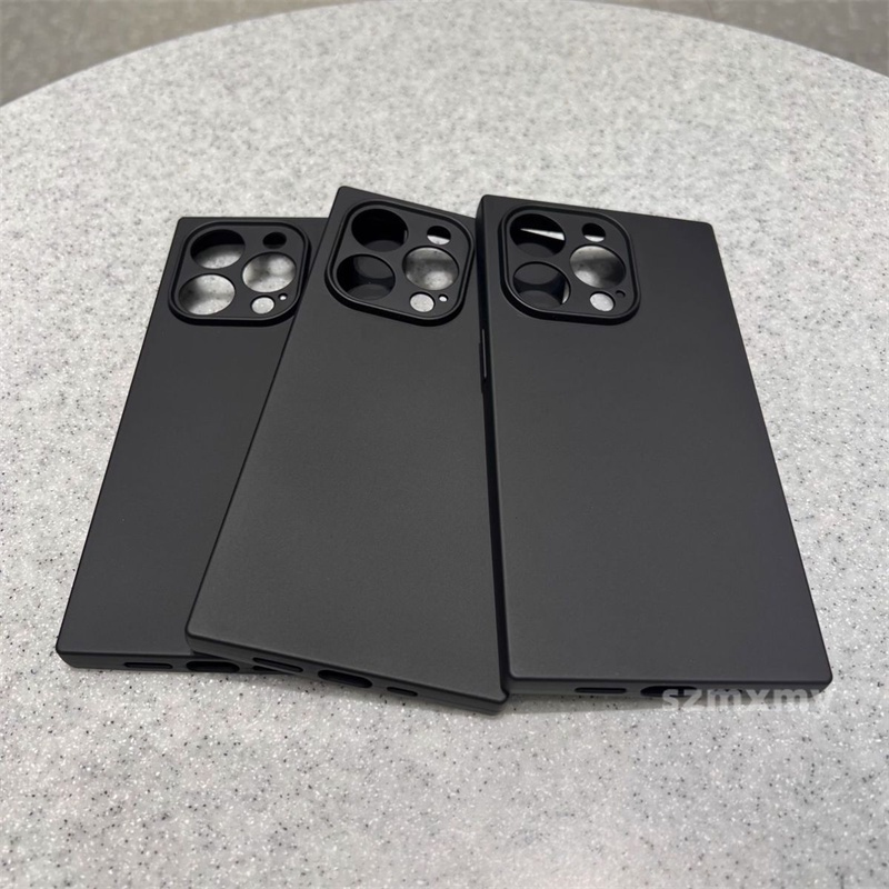 Ôp Điện Thoại Silicon Dẻo Hình Vuông Màu Đen Nhám Sang Trọng Cho iphone 15 14 13 12 11 pro max 14plus Vỏ